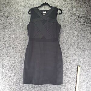 Candalite Dress Womens Size Large Black V-Neck Polyester Spandex Bodycon